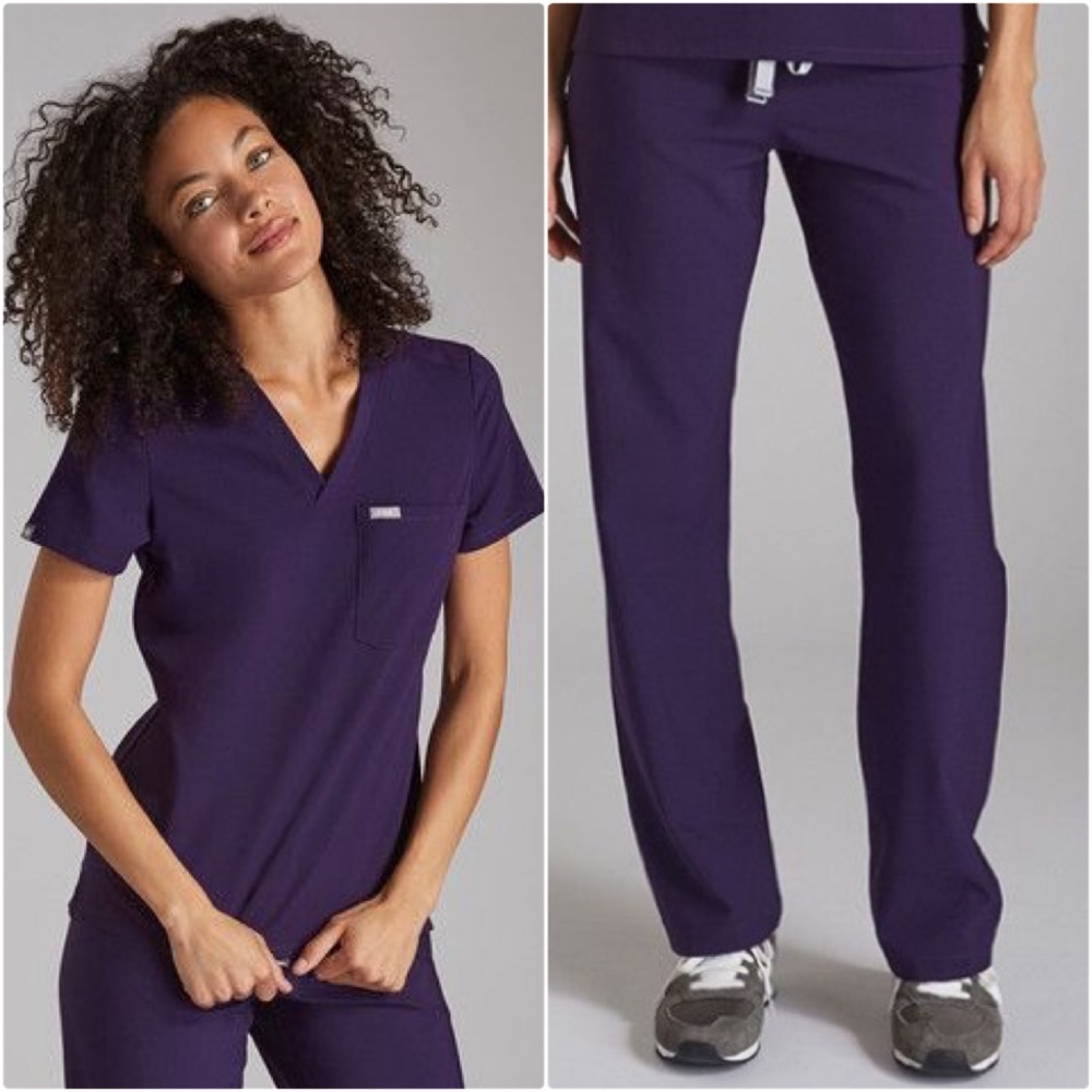 FIGS Purple Catarina and Kade Scrubs Set